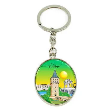 City Themed Metal Oval Keychain 35x105 mm - Standart - 2