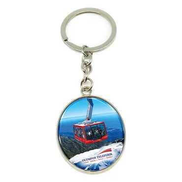 Cable Card Themed Metal Oval Keychain 35x105 mm