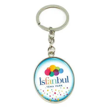 Theme Park Themed Metal Oval Keychain 35x105 mm