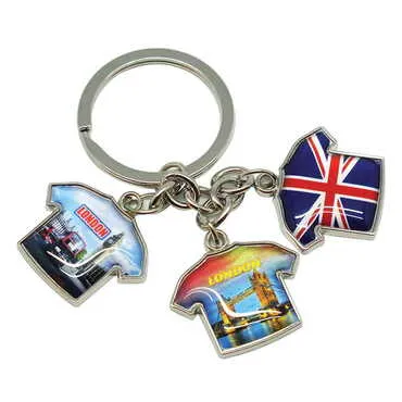 Customazible Metal Keychain With 3 Charms - T-Shirt 40x95 mm