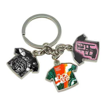 Promotional Metal Keychain With 3 Charms - T-Shirt 40x95 mm