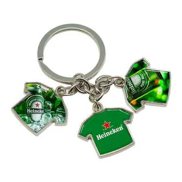Promotional Metal Keychain With 3 Charms - T-Shirt 40x95 mm - Standart - 3