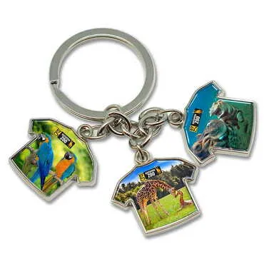 Zoo Themed Metal Keychain With 3 Charms - T-Shirt 40x95 mm