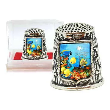 Aquapark Themed Collectible Souvenir Thimble With Gift Box - Shield Shape 20x25 mm