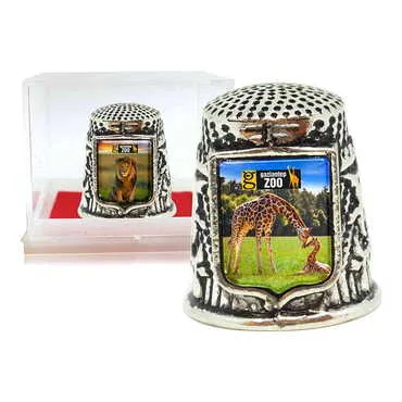 Zoo Themed Collectible Souvenir Thimble With Gift Box - Shield Shape 20x25 mm