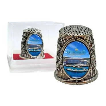 Hotel Themed Collectible Souvenir Thimble With Gift Box - Oval Shape 20x25 mm