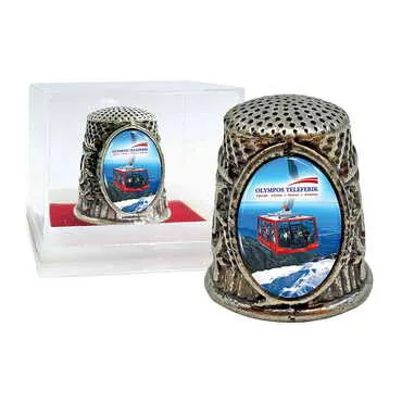Cable Card Themed Collectible Souvenir Thimble With Gift Box - Oval Shape 20x25 mm