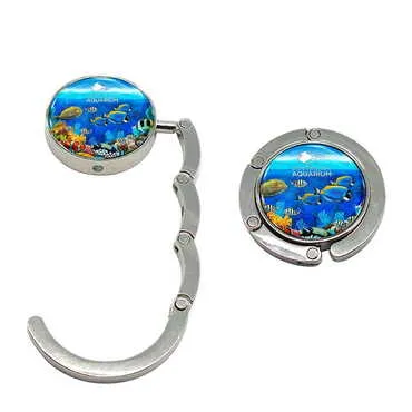 Aquapark Themed Metal Folding Purse Hook For Table 45 mm