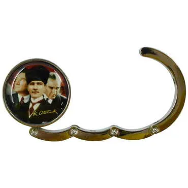 Ataturk Themed Metal Folding Purse Hook For Table 45 mm - 2