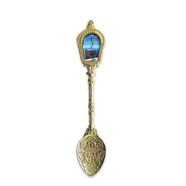 Cable Card Themed Yellow Metal Souvenir Spoon 25x130 mm