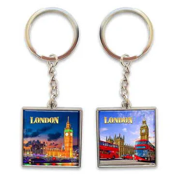 City Themed Metal Square Shaped Double Face Keychain 36x95 mm - Standart - 2