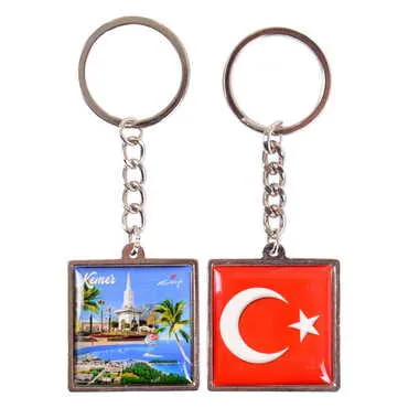 City Themed Metal Square Shaped Double Face Keychain 36x95 mm - Standart - 4
