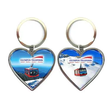 Cable Card Themed Metal Heart ShapedDouble Face Keychain 45x90 mm