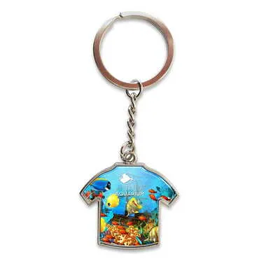 Aquapark Themed Metal T-Shirt Shaped Keychain 34x92 mm