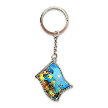 Aquapark Themed Metal Flag Shaped Keychain 40x105 mm