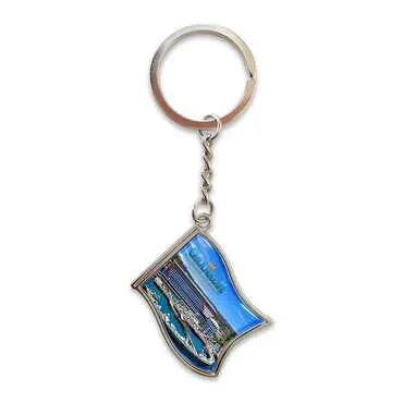 Hotel Themed Metal Flag Shaped Keychain 40x105 mm - Standart