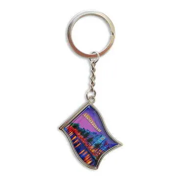 Customazible Metal Flag Shaped Keychain 40x105 mm