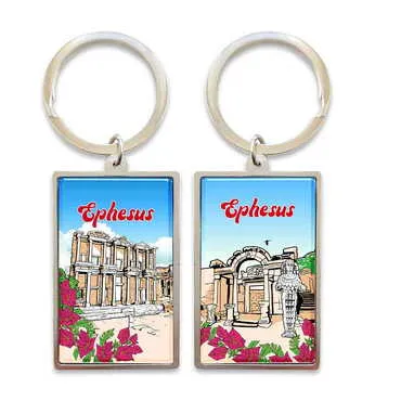Museum Themed Metal Big Rectangle Keychain 32x88 mm