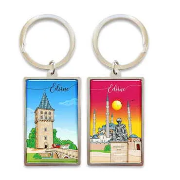 City Themed Metal Big Rectangle Keychain 32x88 mm - Standart - 3