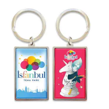 Theme Park Themed Metal Big Rectangle Keychain 32x88 mm