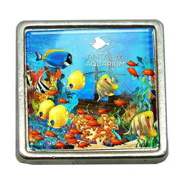 Aquapark Themed Collectible Souvenir Metal Square Pin 18x18 mm