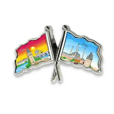 Edirne Themed Customised Souvenir Metal Double Flag Pin
