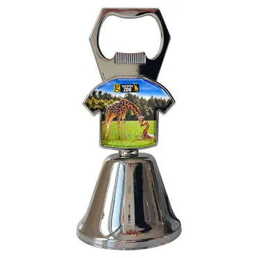 Zoo Themed Collectible Souvenir Double Face Metal Bell With Opener 44x94 mm