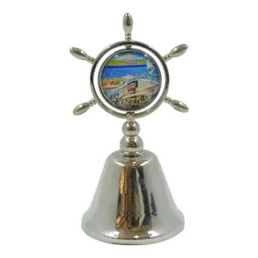 Alacati Region Themed Collectible Souvenir Double Face Metal Spinner Rudder Bell 44x92 mm