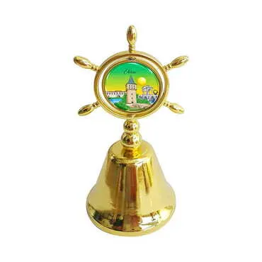 City Themed Collectible Souvenir Double Face Metal Spinner Rudder Bell - Golden Color