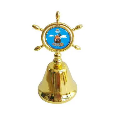 Theme Park Themed Collectible Souvenir Double Face Metal Spinner Rudder Bell - Golden Color