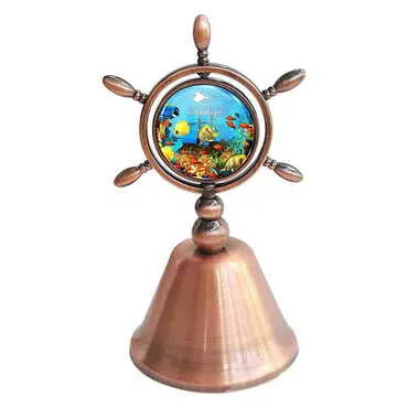 Toptan Aquapark Temalı Myros Metal Bronz Renk Dümen Çan