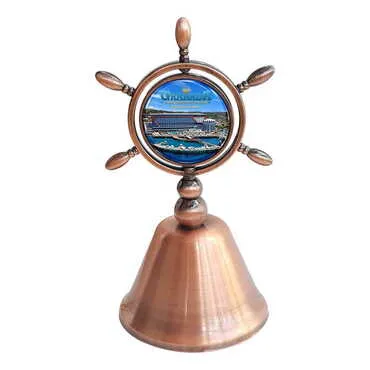 Hotel Themed Collectible Souvenir Double Face Metal Spinner Rudder Bell - Bronze Color