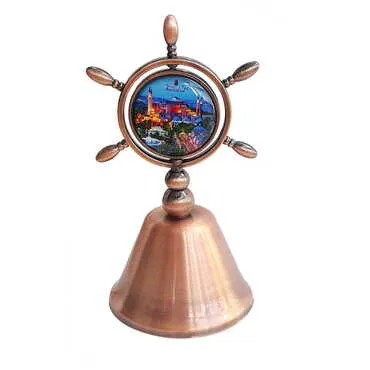 Customazible Collectible Souvenir Double Face Metal Spinner Rudder Bell - Bronze Color