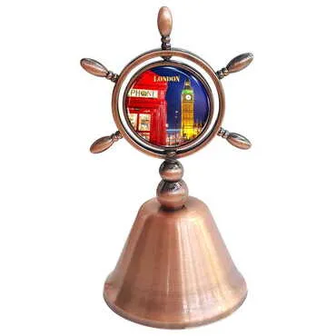 City Themed Collectible Souvenir Double Face Metal Spinner Rudder Bell - Bronze Color - Standart - 3