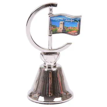 City Themed Collectible Souvenir Double Face Metal Spinner Flag Bell 44x96 mm