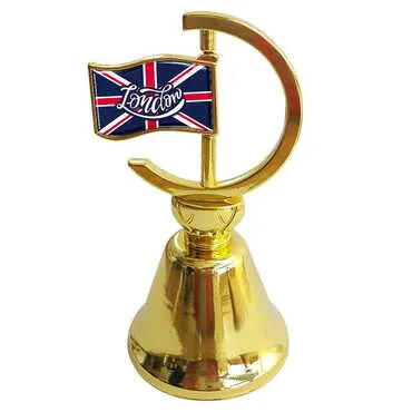 City Themed Collectible Souvenir Double Face Metal Spinner Flag Bell - Golden Color - Standart - 2