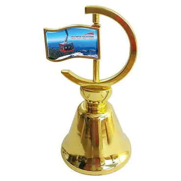 Cable Card Themed Collectible Souvenir Double Face Metal Spinner Flag Bell - Golden Color