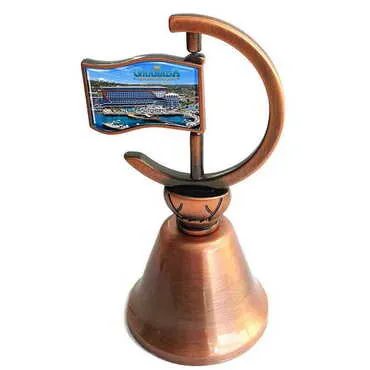 Toptan Otel Temalı Myros Metal Bronz Renk Bayrak Çan