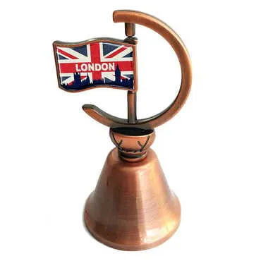 City Themed Collectible Souvenir Double Face Metal Spinner Flag Bell - Bronze Color - Standart - 2