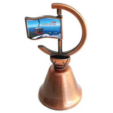 Cable Card Themed Collectible Souvenir Double Face Metal Spinner Flag Bell - Bronze Color