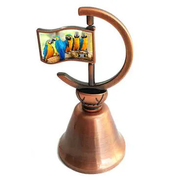 Zoo Themed Collectible Souvenir Double Face Metal Spinner Flag Bell - Bronze Color