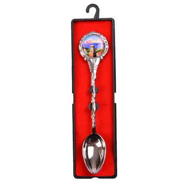 Antalya Themed Collectible Souvenir Metal Tea Spon With Giftbox 25x130 mm