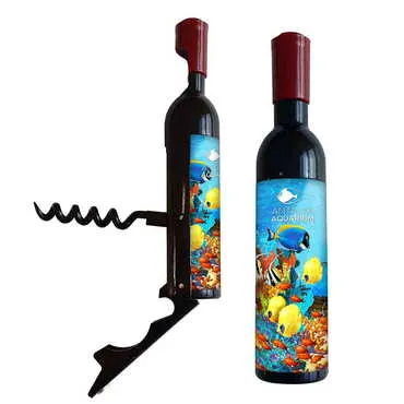 Aquapark Themed Bottle Shaped Metal Wine Bottle Corkscrew Opener-Magnetic 115x25x25 mm