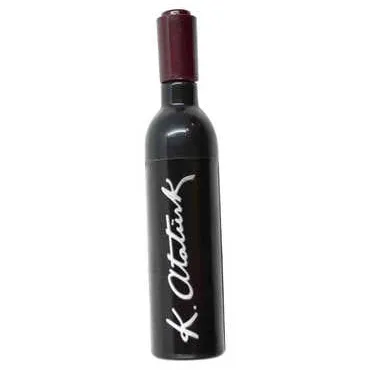Ataturk Themed Bottle Shaped Metal Wine Bottle Corkscrew Opener-Magnetic 115x25x25 mm