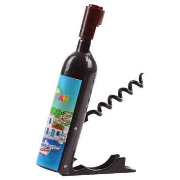 Kalkan Themed Bottle Shaped Metal Wine Bottle Corkscrew Opener-Magnetic 115x25x25 mm - 2