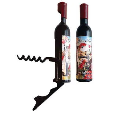 City Themed Bottle Shaped Metal Wine Bottle Corkscrew Opener-Magnetic 115x25x25 mm - Standart