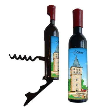 City Themed Bottle Shaped Metal Wine Bottle Corkscrew Opener-Magnetic 115x25x25 mm - Standart - 4