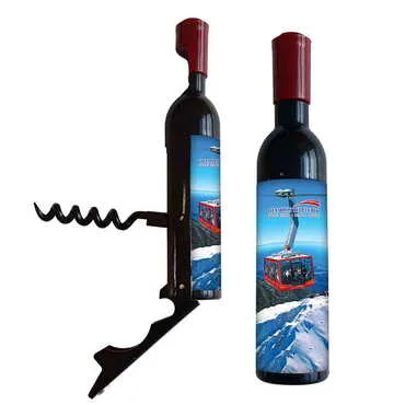 Cable Card Themed Bottle Shaped Metal Wine Bottle Corkscrew Opener-Magnetic 115x25x25 mm