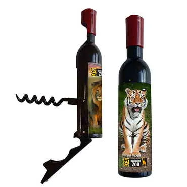 Zoo Themed Bottle Shaped Metal Wine Bottle Corkscrew Opener-Magnetic 115x25x25 mm