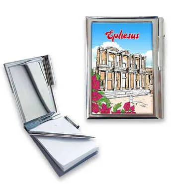 Toptan Müze Temalı Myros Metal Kalemli Notluk 86x66x8 mm